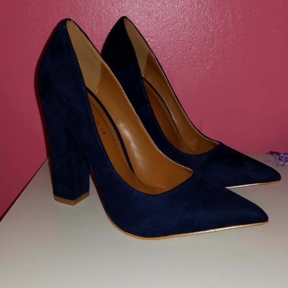 Suede block heel